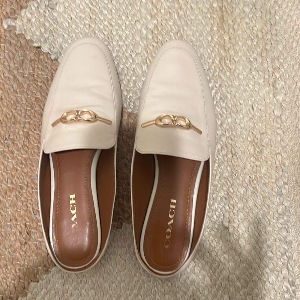 Coach slide on leather loafers